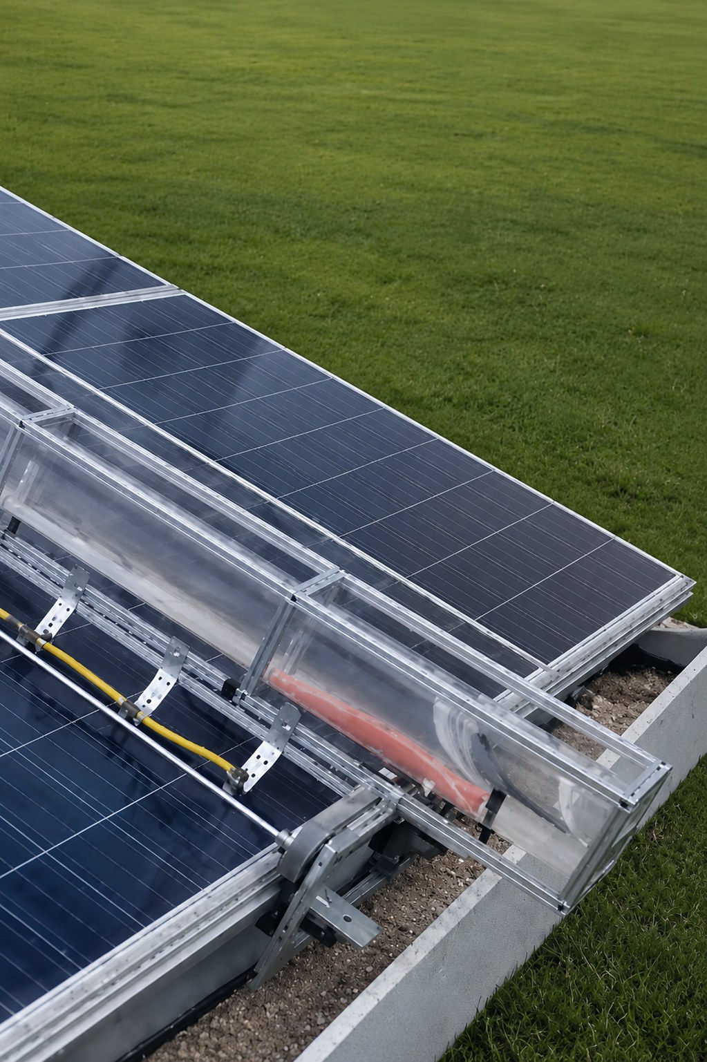 Closed-loop gutter collection system installed on a panel row